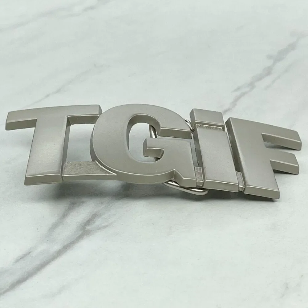 Silver Tone TGIF Thank God Its Friday Novelty Belt Buckle Fun ✨